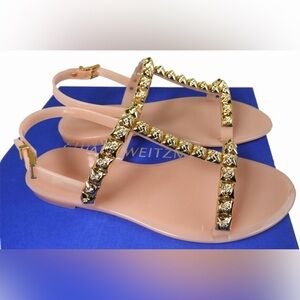 Stuart Weitzman Jelrose Studded T-Strap Jelly Sandals